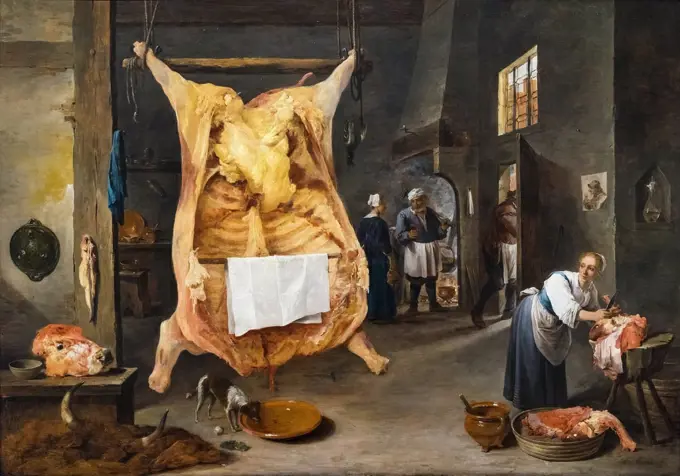 Butcher Shop; 1642 Oil on panel David Teniers the Younger Flemish; 1610-1690