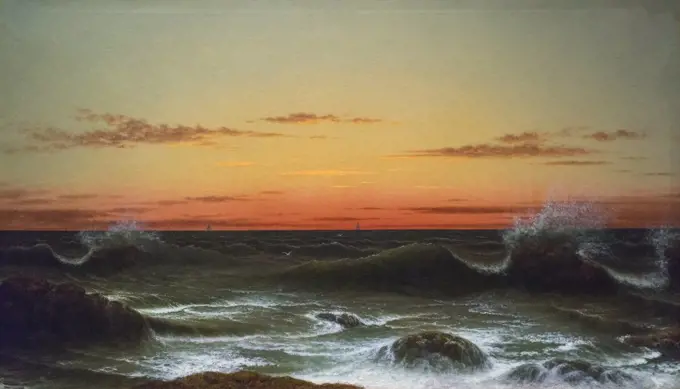 Seascape: Sunset; 1861; Oil on canvas Martin Johnson Heade; American; 1819-1904