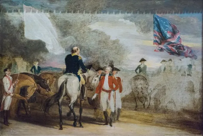 Surrender of Cornwallis at Yorktown; 1787; Oil on canvas John Tronebull; American; 1756-1843