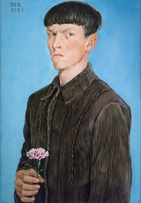 Self-Portrait; 1912 Oil on paper; mounted on poplar panel Otto Dix; German; 1891 - 1969