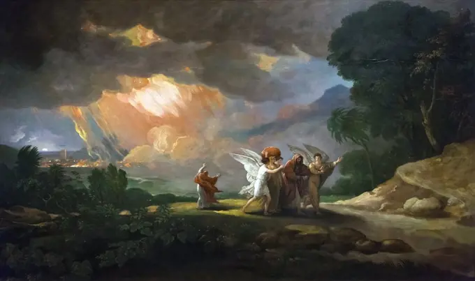 Lot Fleeing from Sodom; 1810 Oil on canvas Benjamin West; American; 1738 - 1820