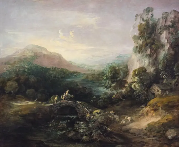 Mountain Landscape with Bridge Oil on canvas; c. 1783/1784 Thomas Gainsborough; British; 1727 - 1788