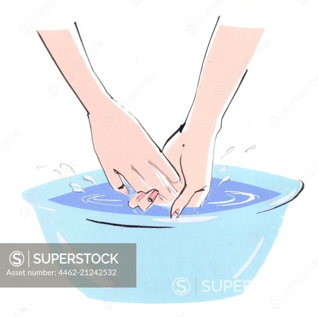 Female hands in wash bowl