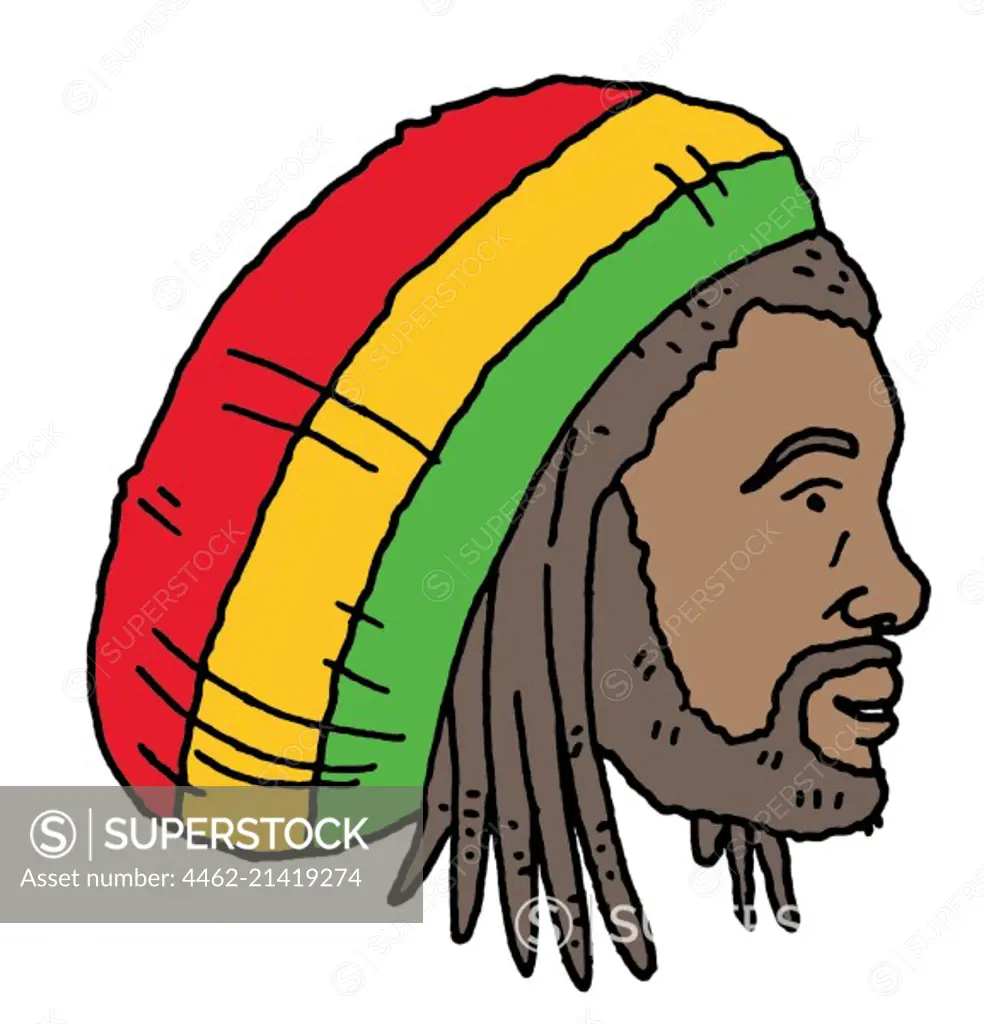 Profile of Rastafarian man