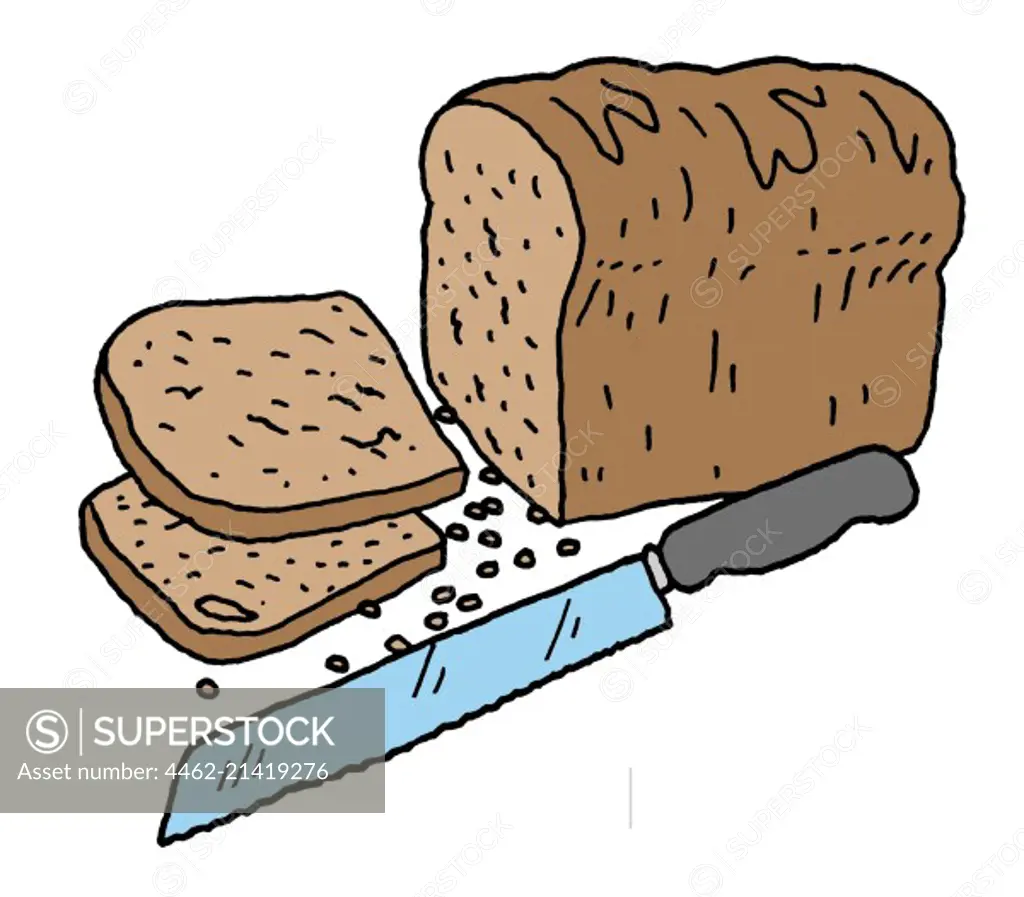Sliced bread and knife