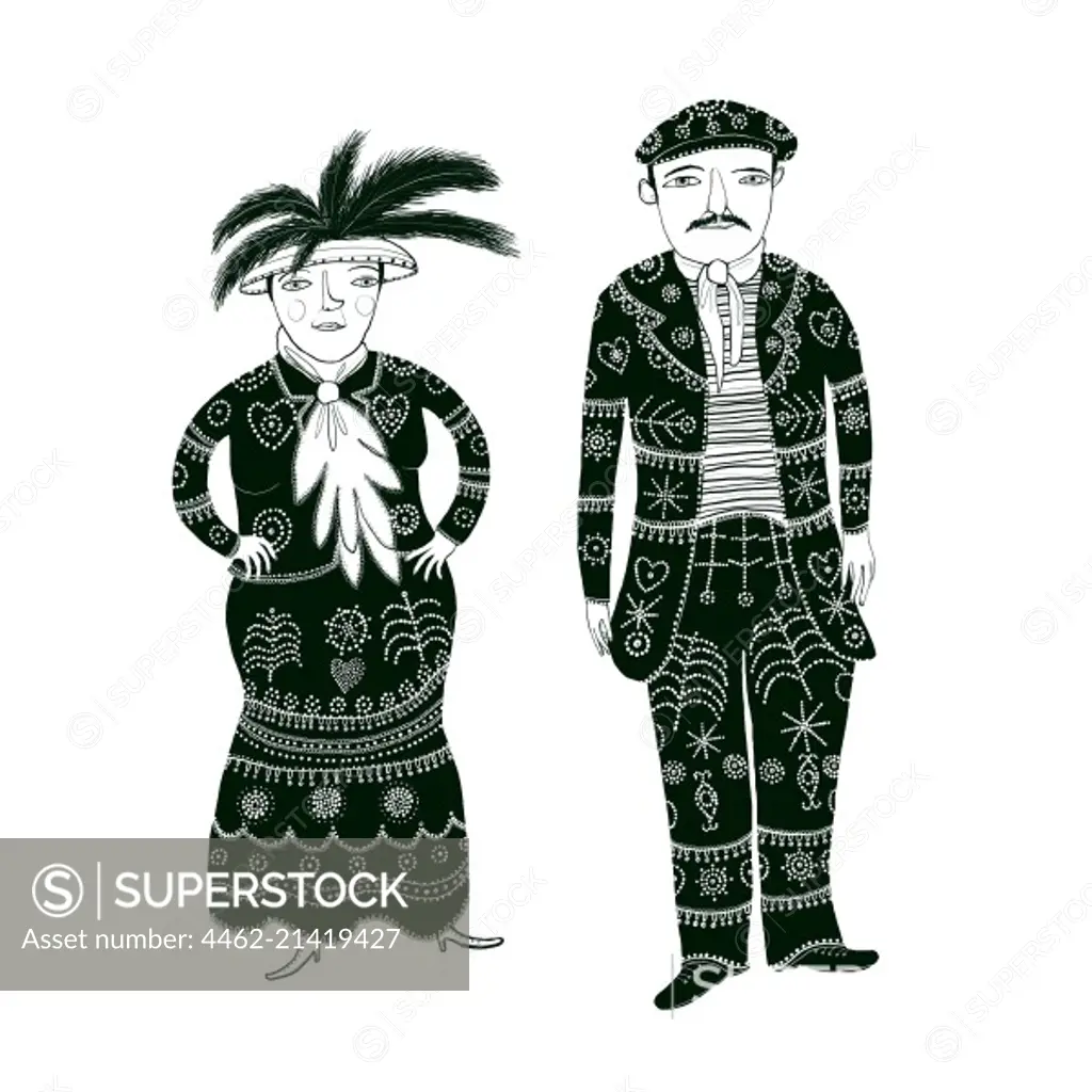 Man and woman in ornate clothes