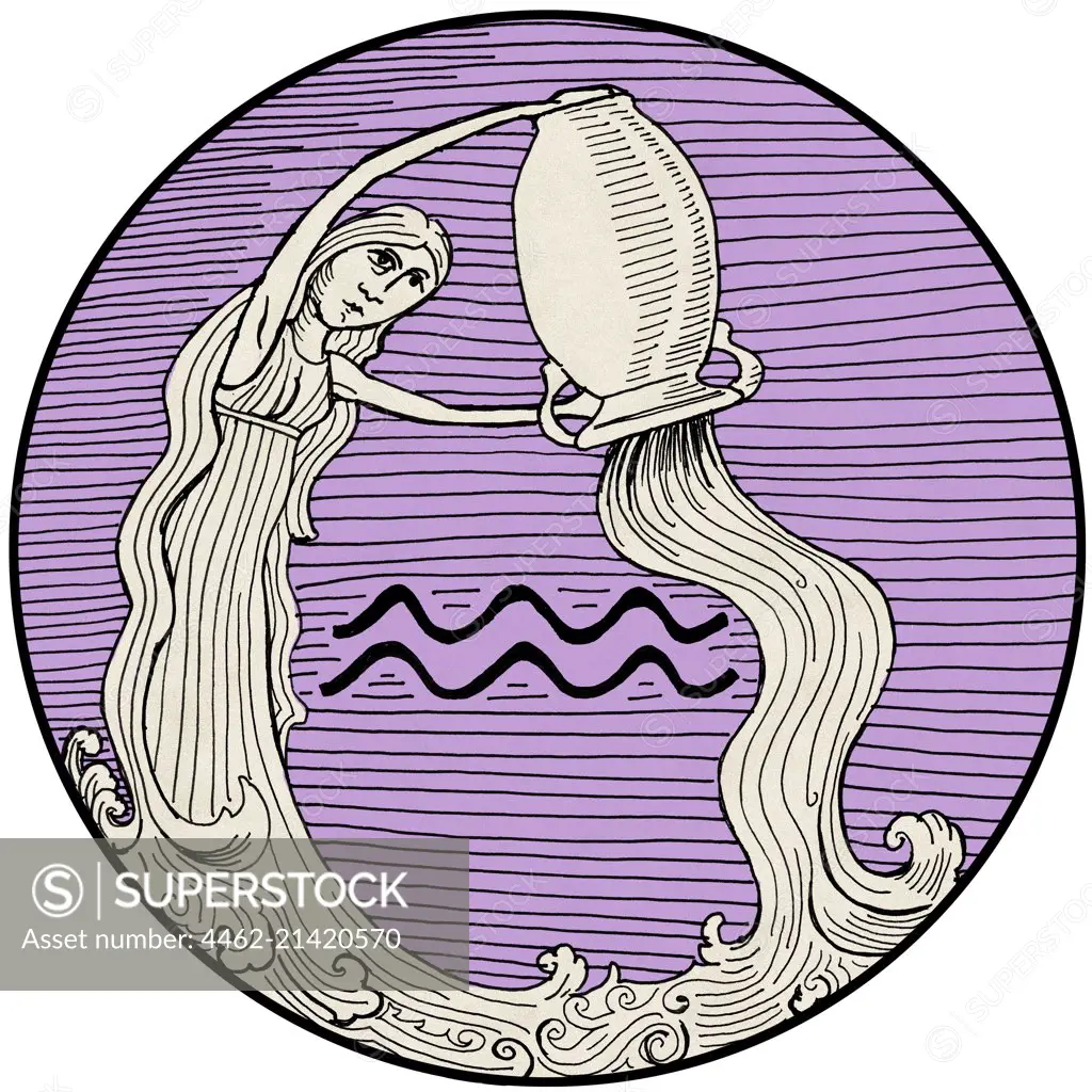 Aquarius, purple round astrology sign
