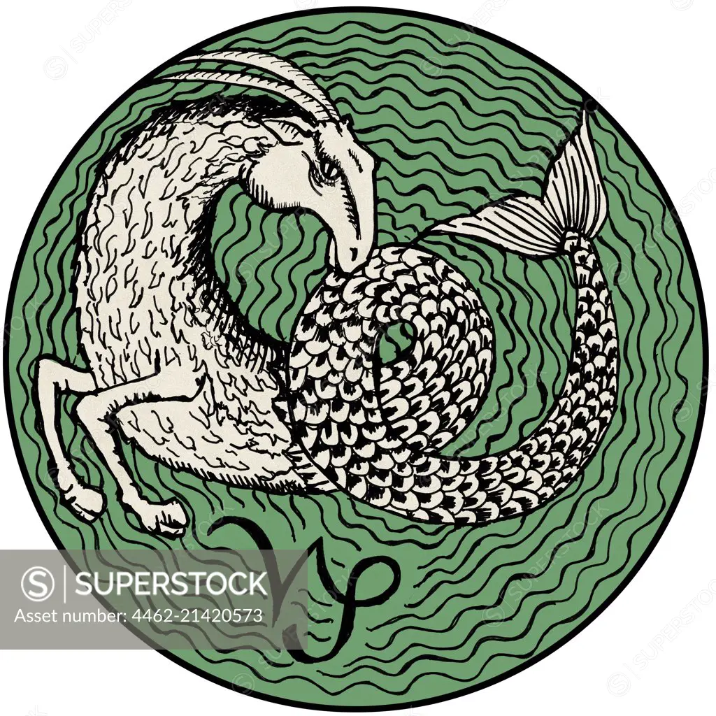 Capricorn, green round astrology sign