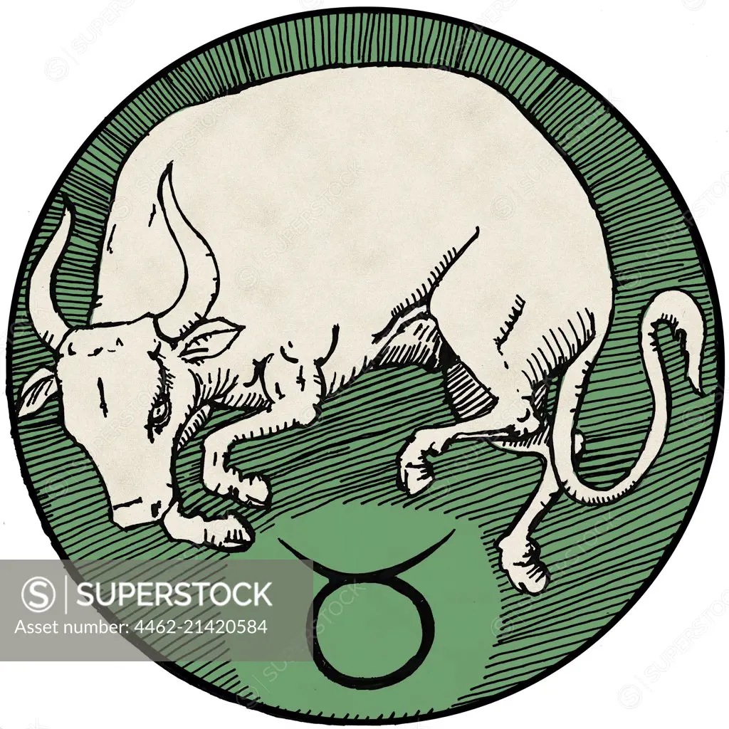 Taurus, green round astrology sign