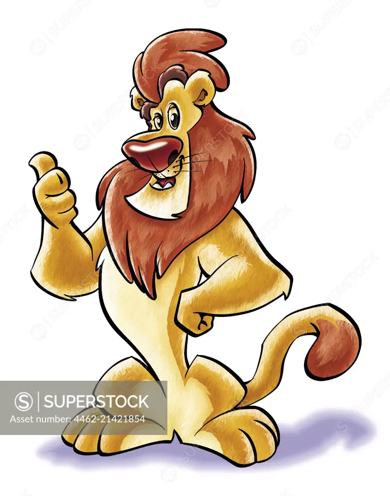 Portrait of lion with thumbs up