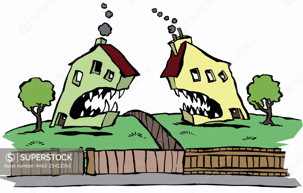 Houses with sharp teeth