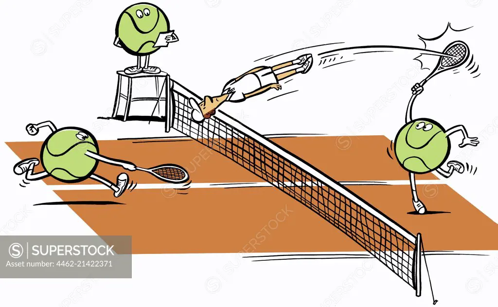 Tennis balls playing with human