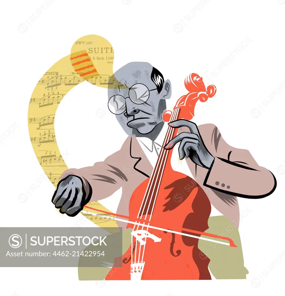 Mature man playing cello