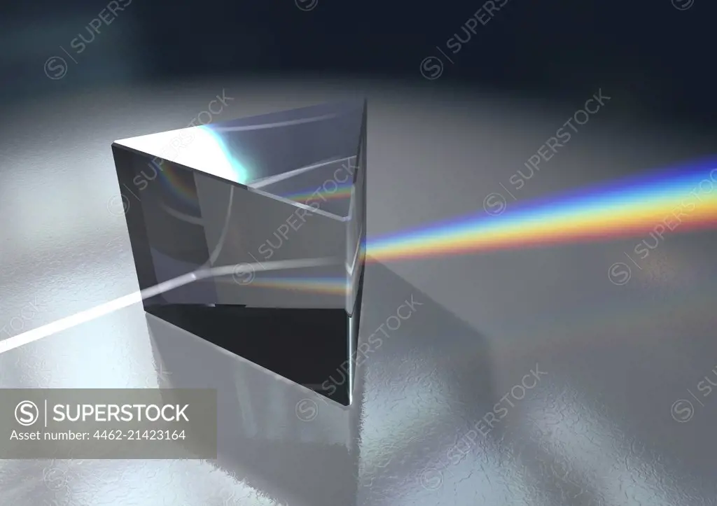 Prism and spectrum on glass surface
