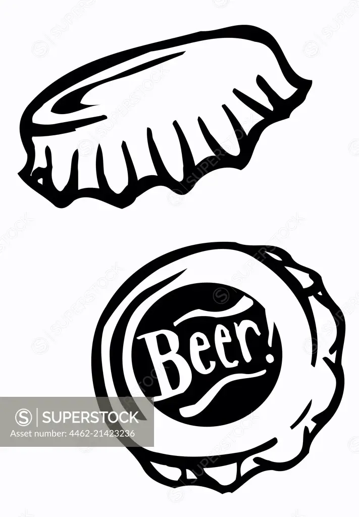 Two beer caps on white