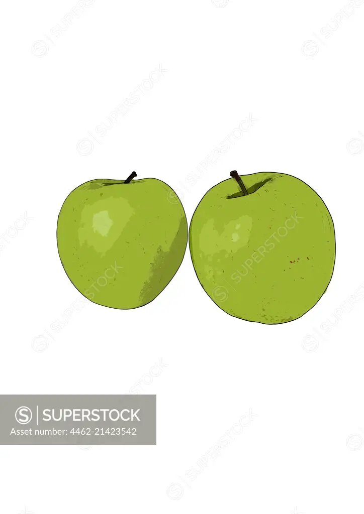 Green apples on white background