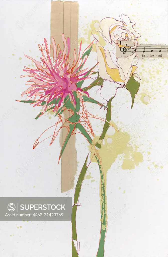 Flowers and musical notes