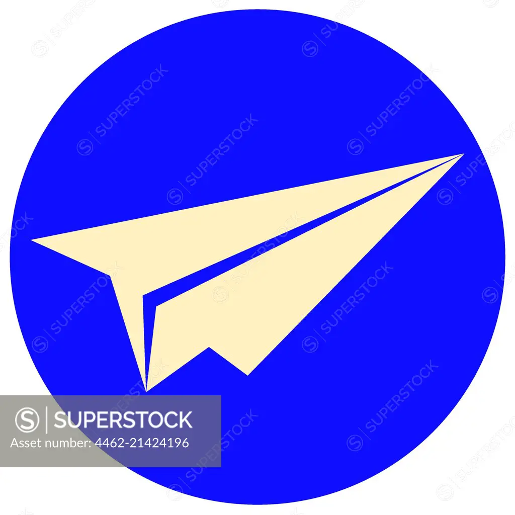 Paper plane in blue circle
