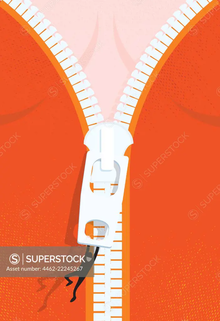 Person hanging on zipper