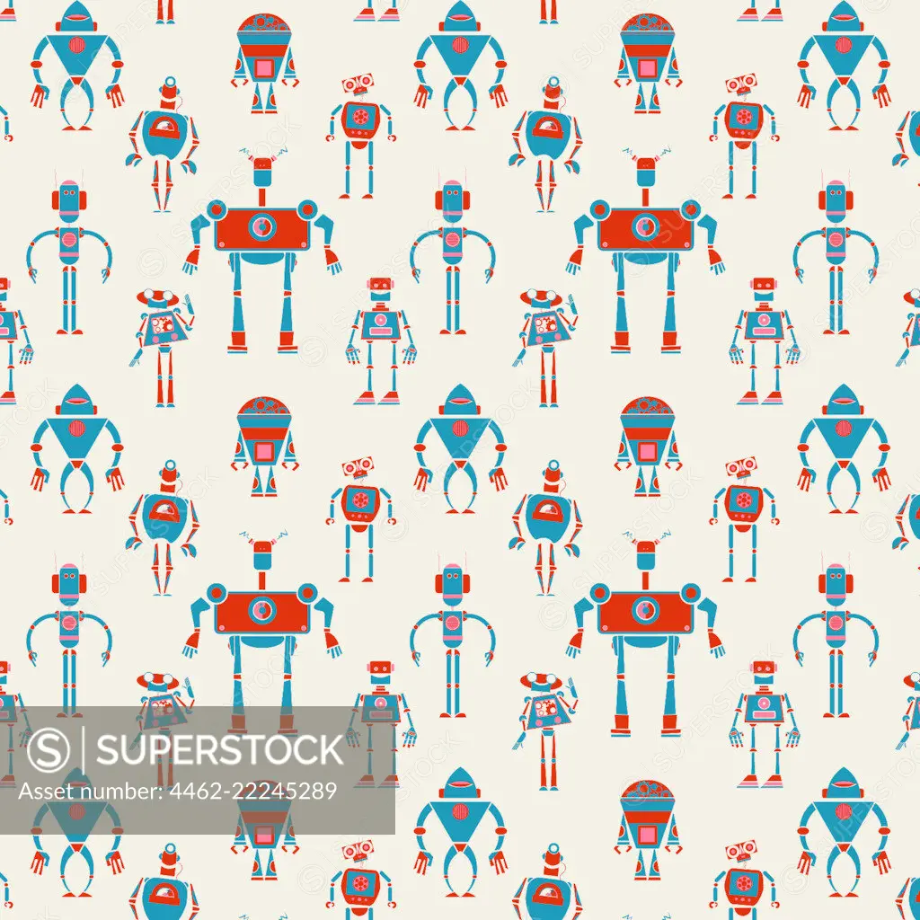 Various robots on white background