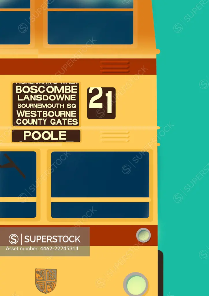 Front view of double decker bus