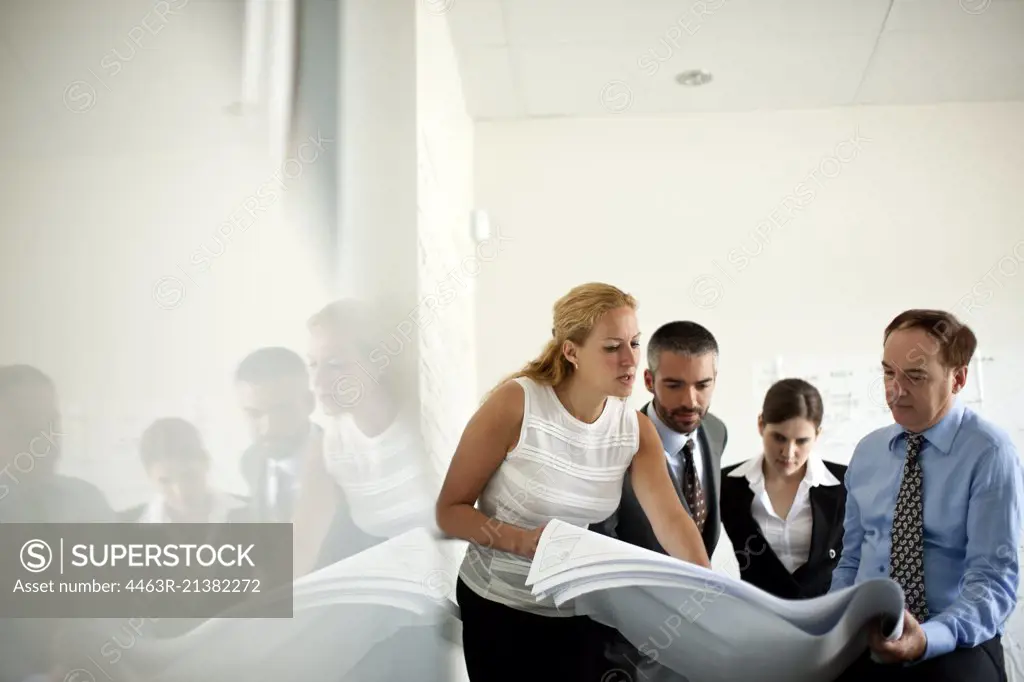Small group of business people in a meeting.