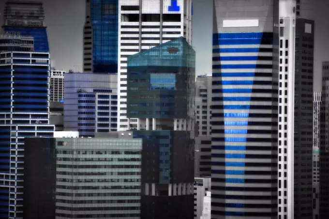 Modern office buildings in Singapore.