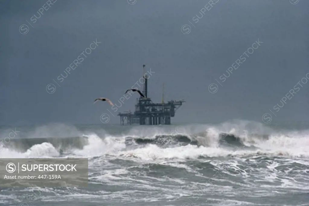 Offshore Oil Rig Huntington Beach California USA