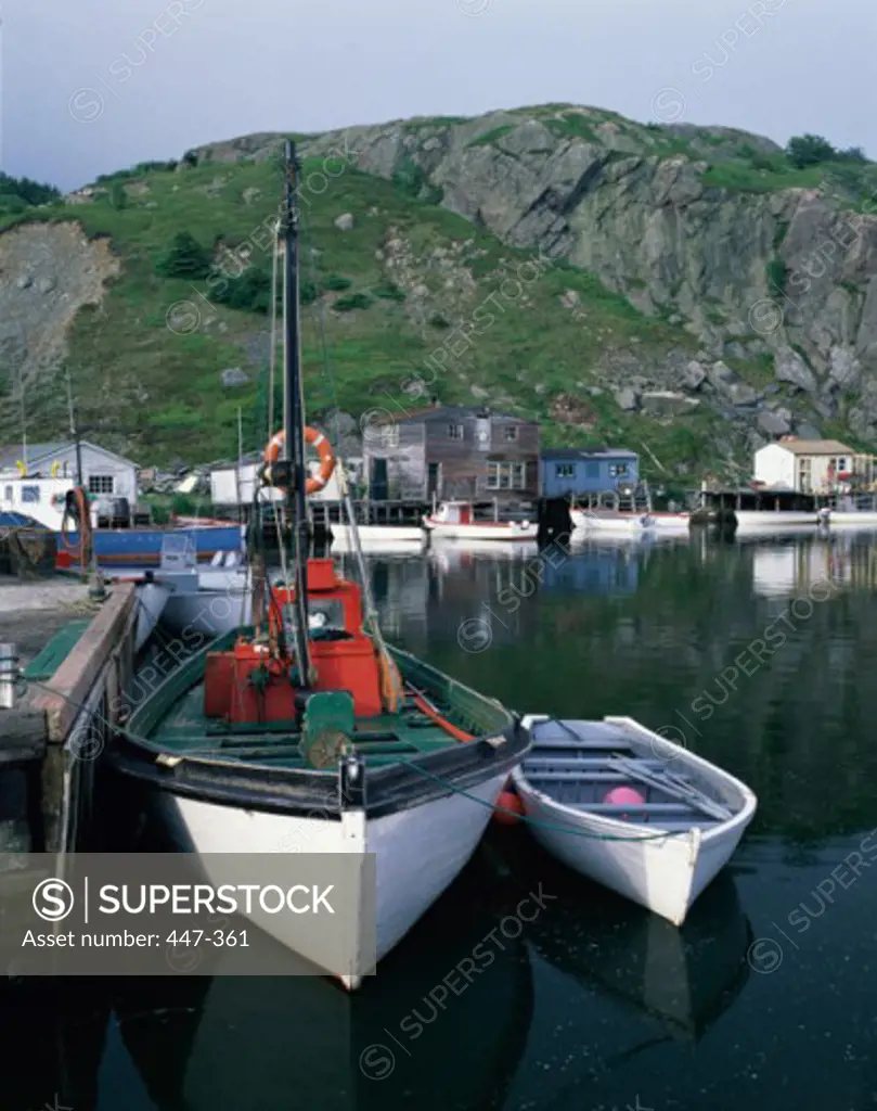 Boats docked at a port, Quidi Vidi, St. John's, Newfoundland, Canada