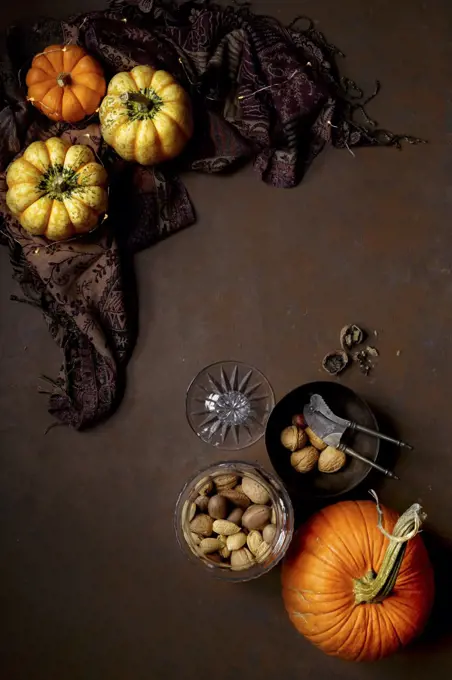 Pumpkin and nuts, fall image