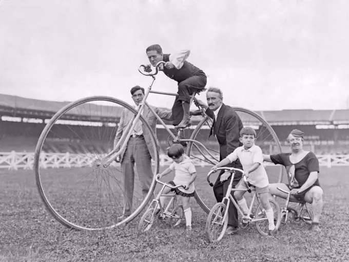 1930s bicycles. The annual Fête des Caf' Conc' at the Buffalo Stadium and some of the popular artists on their bicycles. 1933