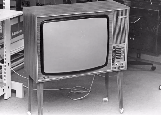 Television in the 1970s. A tv set on legs from the german manufacturer Metz.