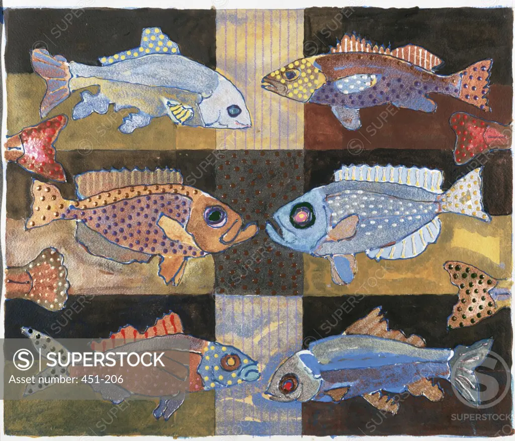 Six Fine Fish 1996 Marilee Whitehouse-Holm (b.1949/American) 