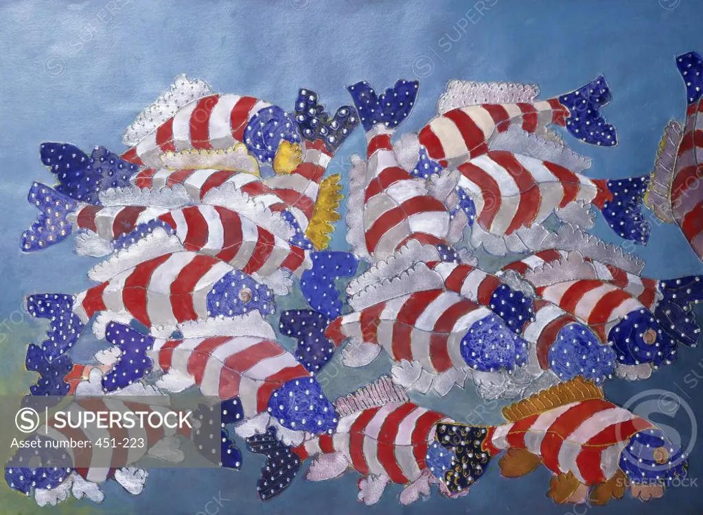 School of Betsy Ross  1998 Marilee Whitehouse-Holm (b.1949/American) Acrylic on Paper