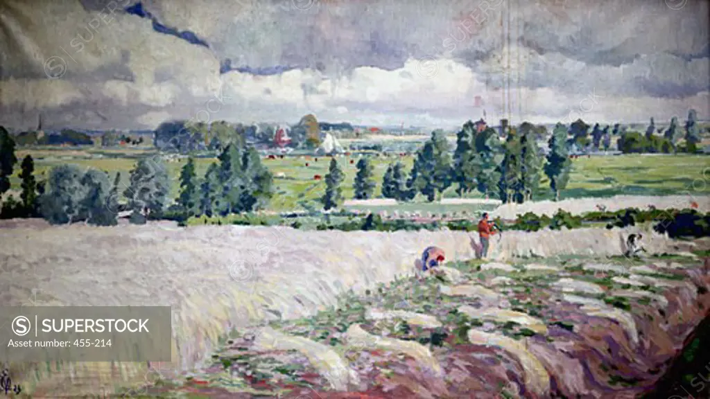 Summer Landscape Near Hamme by Edmond Verstraeten, oil on canvas, 1923, 1870-1956, Private Collection