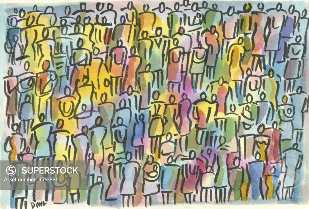 Crowd In Color 1998 Diana Ong (b.1940/Chinese-American) Computer graphics 