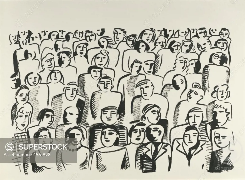 Black And White Crowd 1998  Diana Ong (b.1940/Chinese-American) Computer graphics 