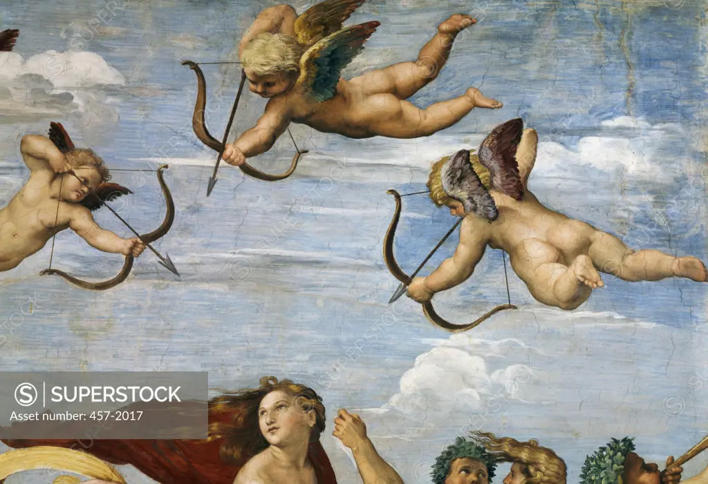 Triumph Of Galatea, The  (Cupid Detail)  1511 Raphael(1483-1520 Italian) Fresco;Villa Farnesina, Sala di Galatea, Rome, Italy 