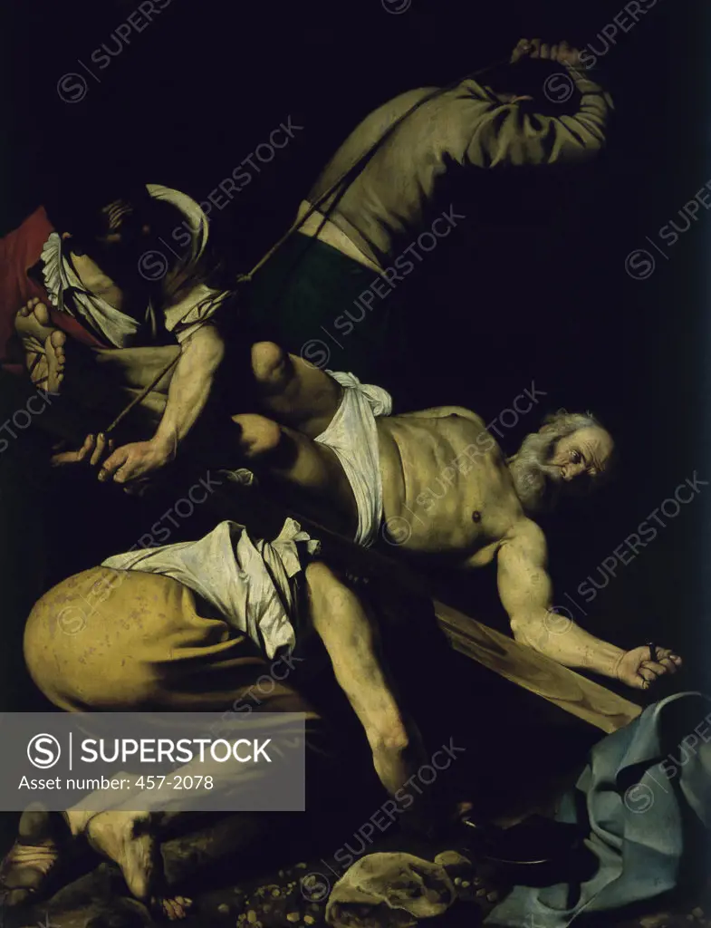 Crucifixion of Saint Peter  Michelangelo Merisi da Caravaggio (1571-1610 /Italian)  San Maria del Popolo, Rome 