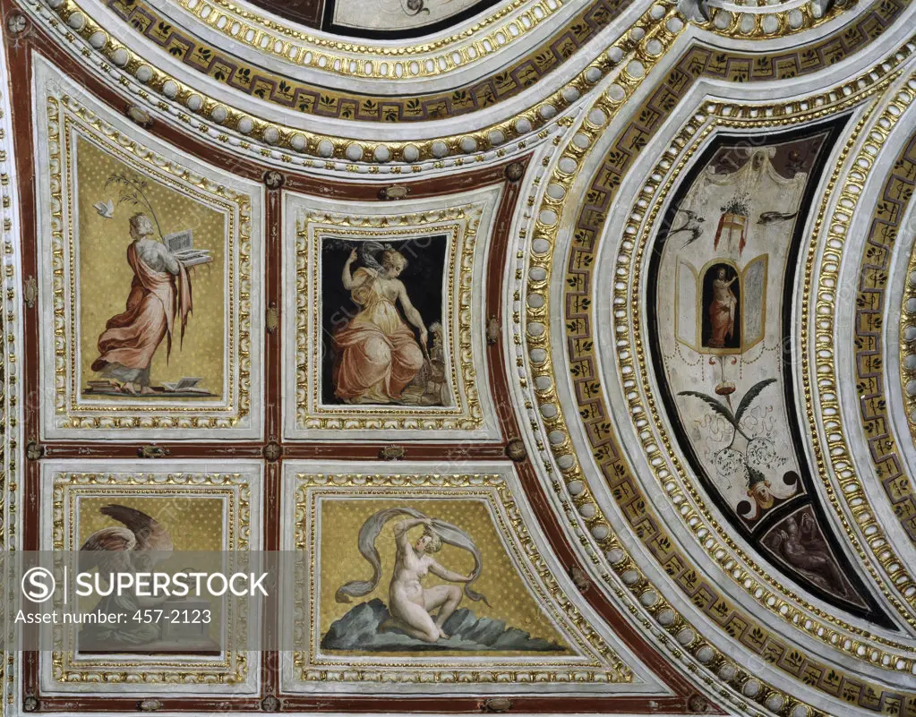 Ceiling Decoration Decorazione Del Soffitto Pedro Roviale(1511-1582 Spanish) Fresco Castel Capuano, Napoli, Italy