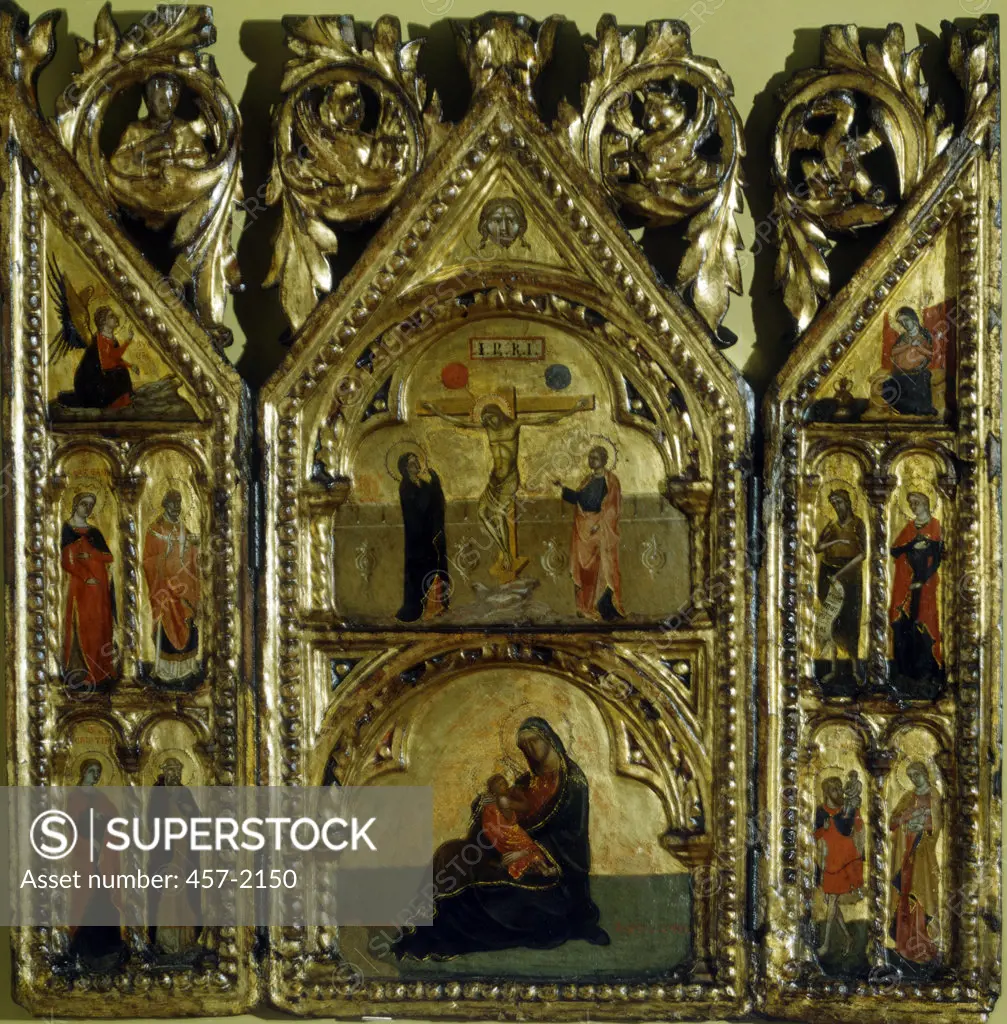 Portable Altar - Crucifixion, Annunciation, Madonna with child and saints by Artist Unknown, Italy, Venice, Museo Correr
