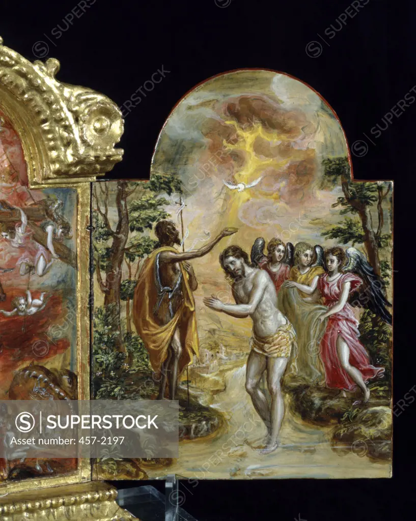Baptism of Christ (Battesimo di Cristo)  El Greco (1541-1614/Greek) Tempera on Wood Pinocateca Estense, Modena