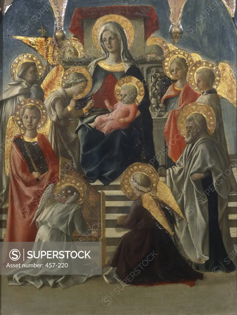 Madonna and Child with Saints and Angels  Fra Filippo Lippi (c. 1406-1469/Italian)  Museo della Collegiata, Empoli, Italy 