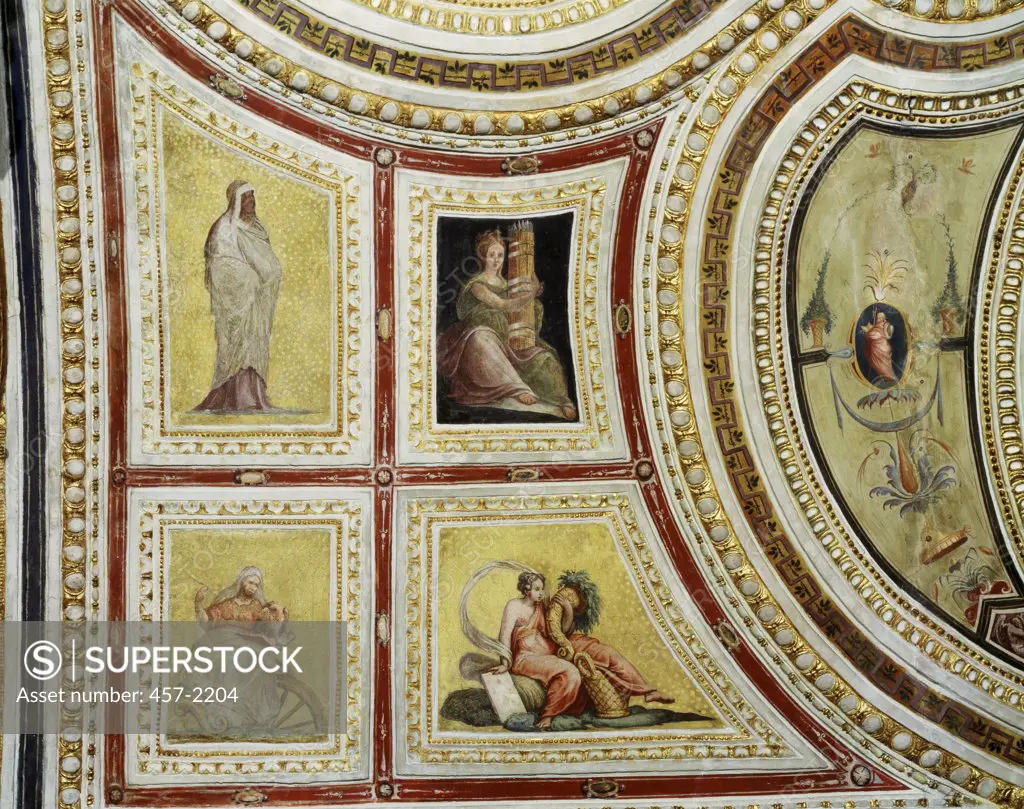 Ceiling Decoration Decorazione Del Soffitto Pedro Roviale (1511-1582 Spanish) Fresco Castel Capuano, Napoli, Italy