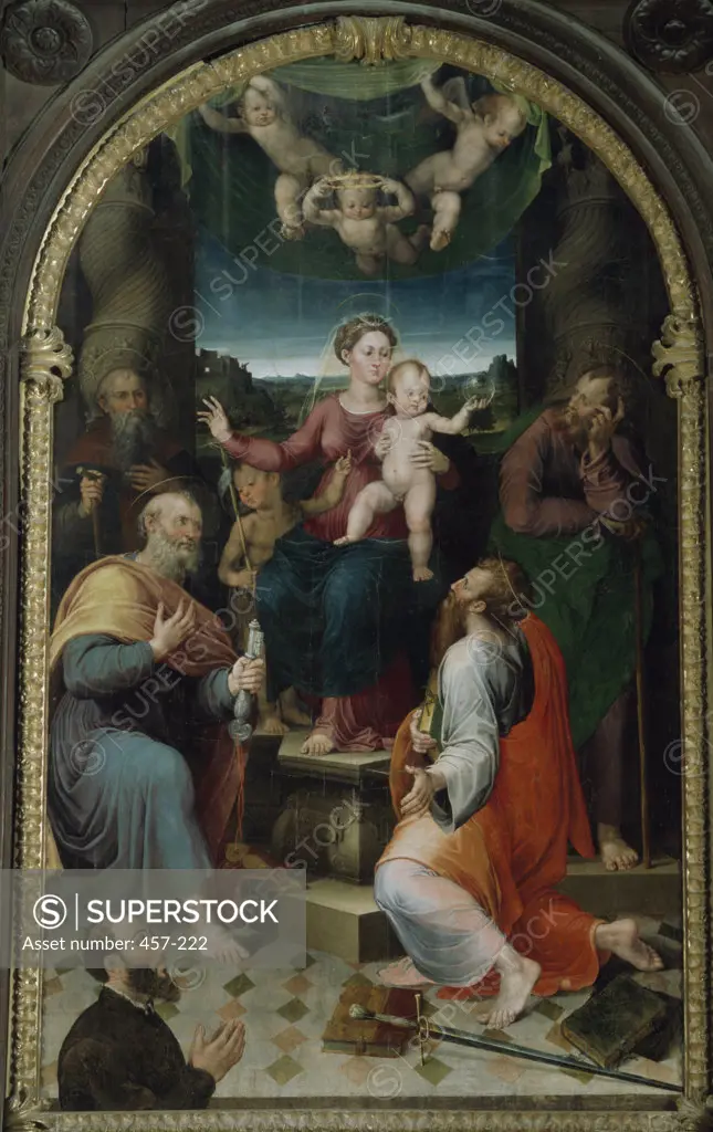 Madonna Enthroned with Saints by unknown Italian artist, Artist Unknown, Italy, Acqualagna, Santa Maria della Scala