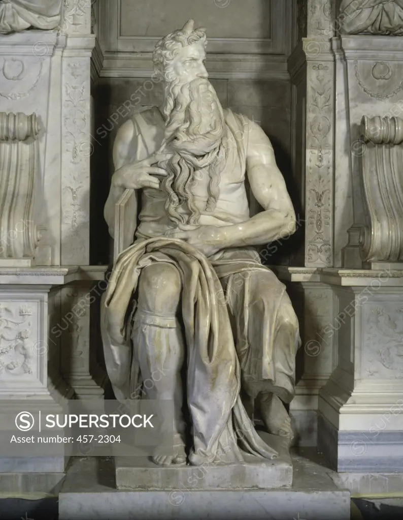Moses (Full Frontal View) Michelangelo Buonarroti (1475-1564/Italian) Marble San Pietro in Vincoli, Rome, Italy 