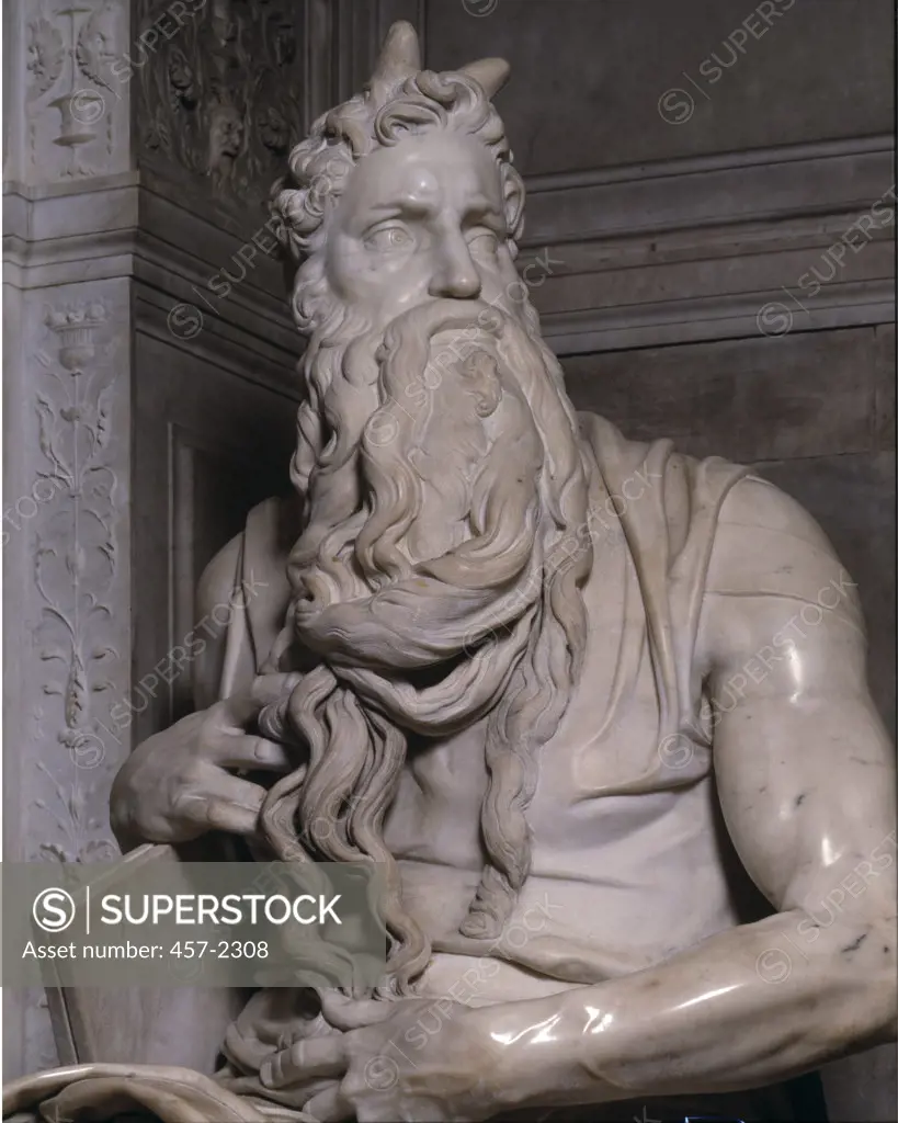 Moses (Detail) Michelangelo Buonarroti(1475-1564 Italian) Marble San Pietro in Vincoli, Rome, Italy
