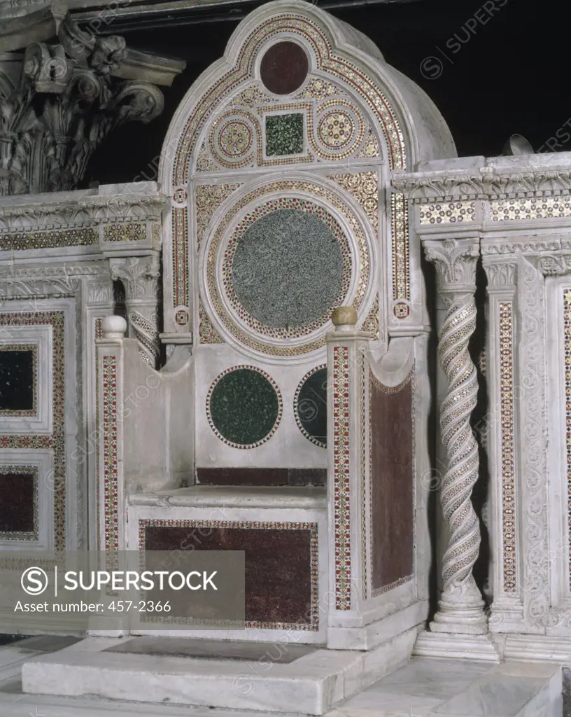 Chair of St. Lorenzo Vassalletto Family,  12th-14th century,  Italy,  Rome,  Basilica di San Lorenzo Fuori le Mura