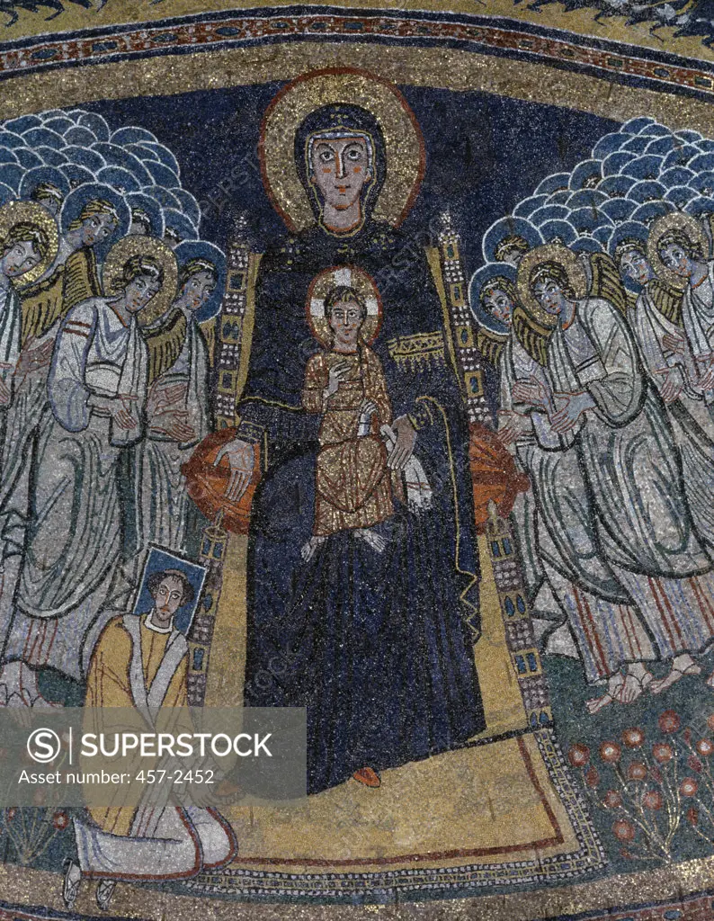 Madonna & Child With Angels (detail) Apse Mosaic 814-824 Roman Art Mosaic 