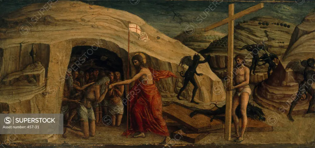 Christ's Descent into Limbo,  by Jacopo Bellini,  oil on wood panel,  (1400-1471),  Italy,  Civic Museum